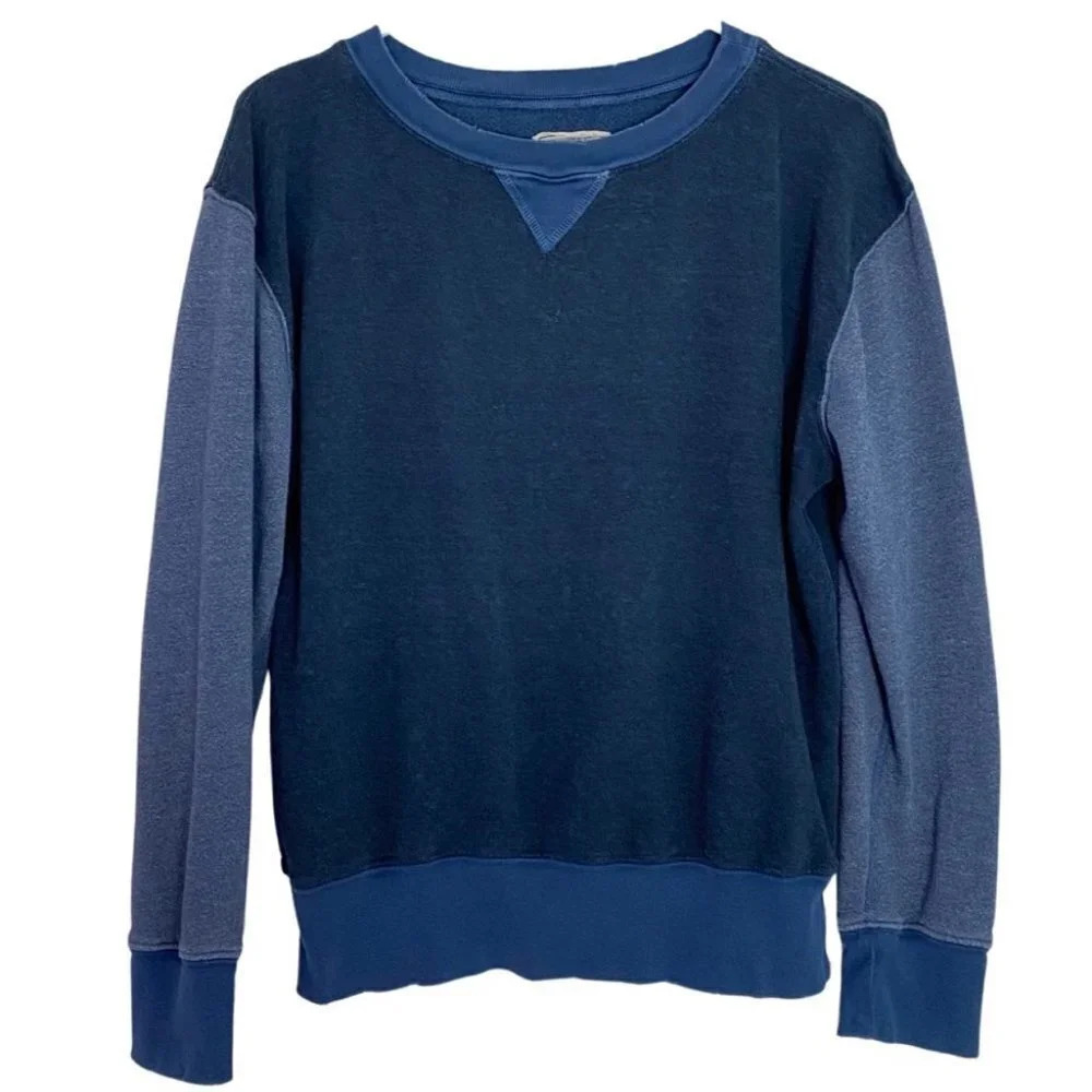 Current Elliott Stadium Sweatshirt Retro Terry Pullover Womens XS Contrast Blue